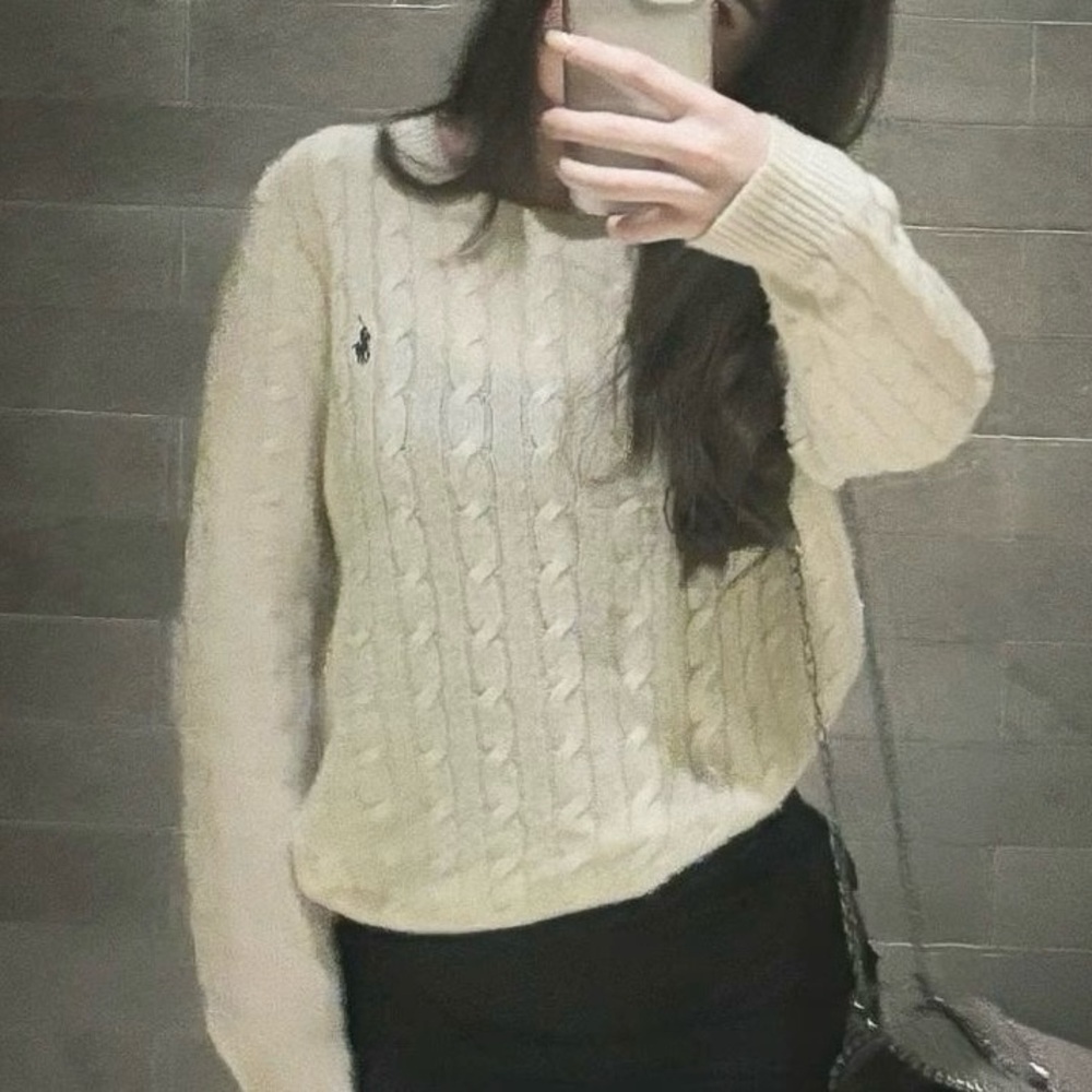 Ralph Lauren Women's Ivory Cable Knit Sweater